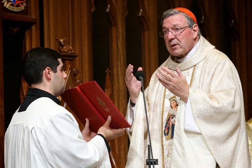 Cardinal Pell celebrates Mass at St Mary's Cathedral, Sydney, in this file photo. Photo: CNS