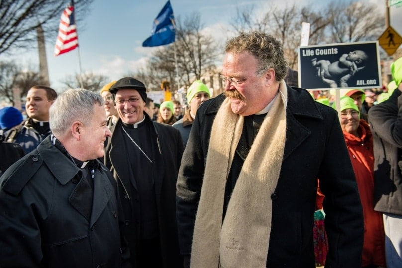 US Archbishop Robert Carlson of St Louis, left, and the Rev Matthew Harrison, president of the US Lutheran Church-Missouri Synod. The religious leaders issued a statement on 5 October raising concern about the scandal which broke in July when it was revealed US Planned Parenthood has long engaged in selling body parts of aborted babies. Photo: Erik Lunsford, The Lutheran Church-Missouri Synod