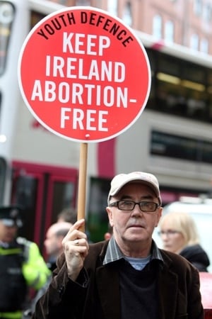 A pro-life supporter demonstrates in 2012 outside the Marie Stopes clinic in Belfast, Northern Ireland. Photo: CNS/Paul Mcerlane, EPA 