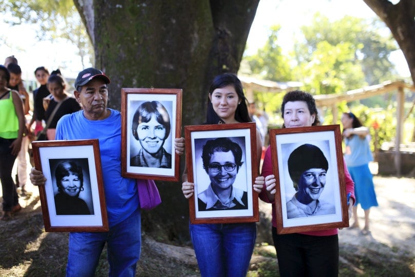 A memorial service was held where four American churchwomen were murdered in the town of Santiago Nonualco, El Salvador. Photo: CNS/Jose Cabezas, Reuters