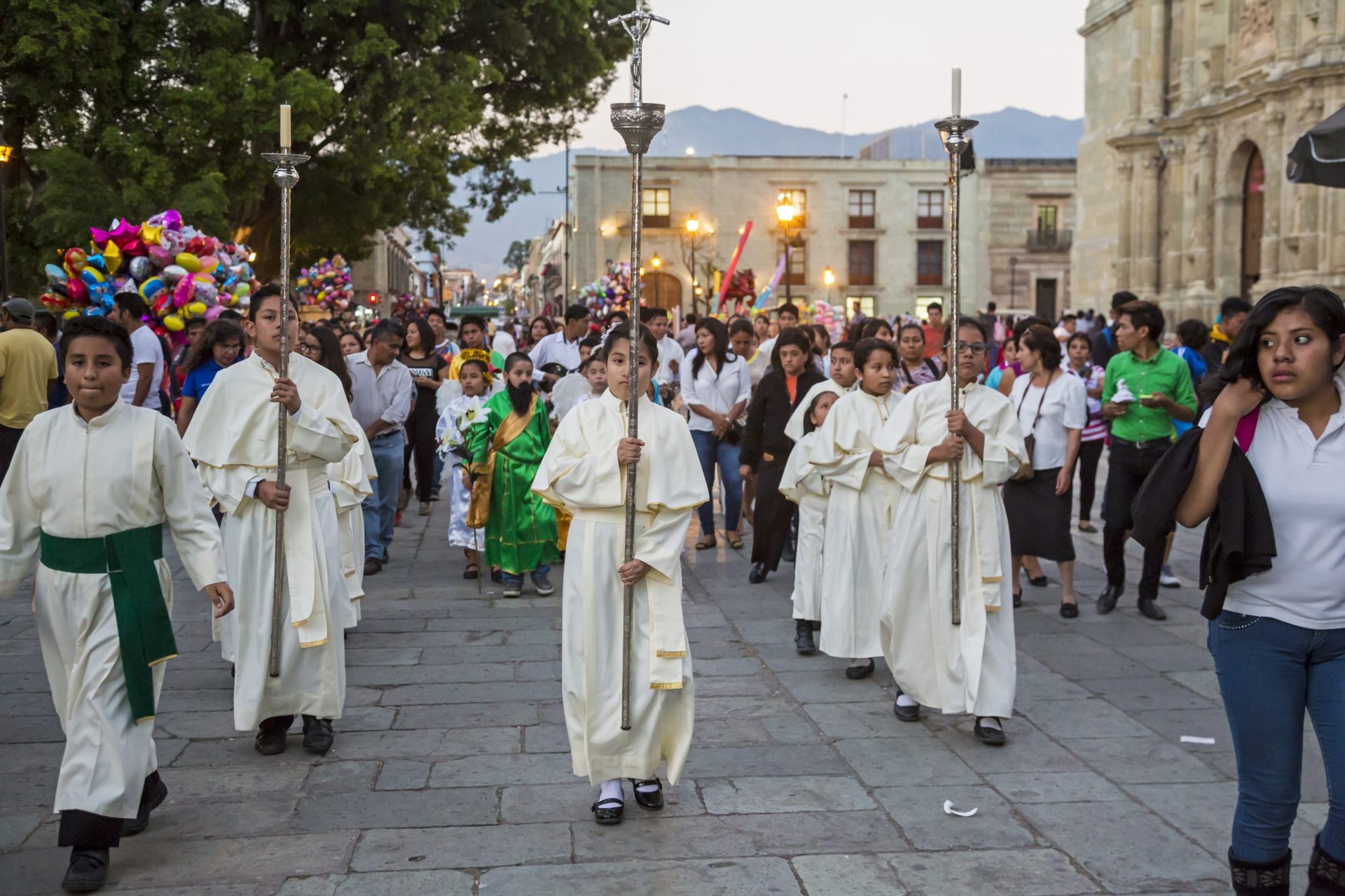 Altar servers lead a procession in celebration of "Dia de la Candelaria", or Candlemas Day. Photo: CNS/Jim West)