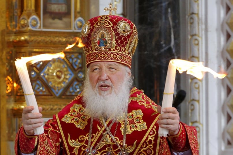 Russian Orthodox Patriarch Kirill leads a 2014 Easter service in the Christ the Savior Cathedral in Moscow. Photo: CNS/Maxim Shemetov, Reuters