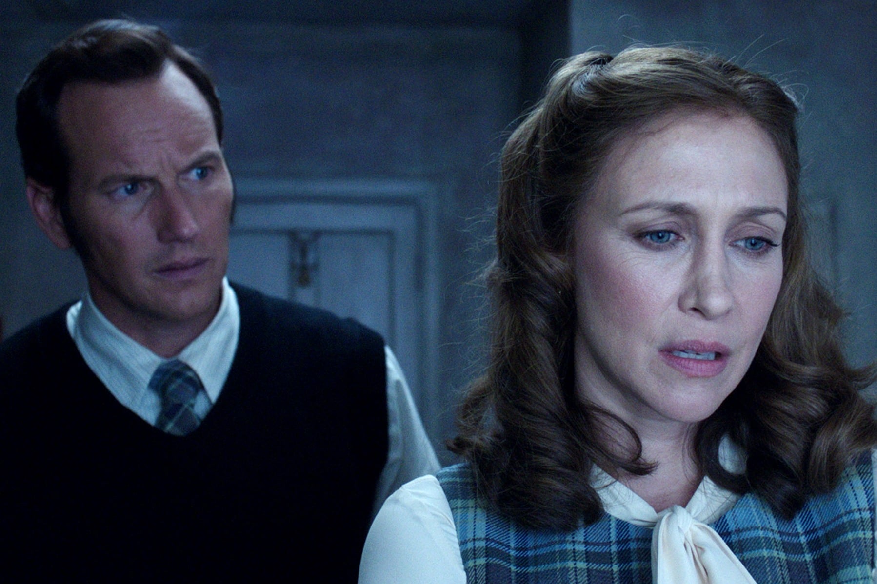 Patrick Wilson and Vera Farmiga star in a scene from the movie The Conjuring 2.