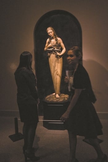 Mary Magdalene is shown meditating on the crucifix in this painted wooden sculpture that was part of The Sacred Made Real exhibit in 2010 at the National Galley of Art in Washington, DC. Photo: Nancy Wiechec, CNS
