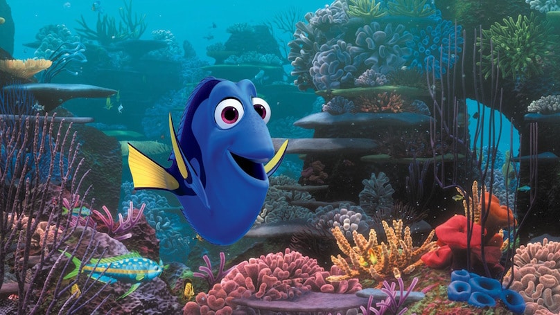 Animated character Dory, voiced by Ellen DeGeneres, appears in the movie Finding Dory.