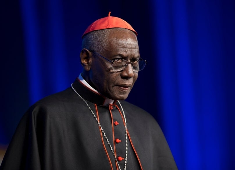 Cardinal Robert Sarah, prefect of the Congregation for Divine Worship and the Sacraments, is pictured at the National Catholic Prayer Breakfast on 17 May in Washington. Cardinal Sarah, the Vatican's liturgy chief, has asked priests to begin celebrating the Eucharist facing east, the same direction the congregation faces. Photo: CNS/Bob Roller