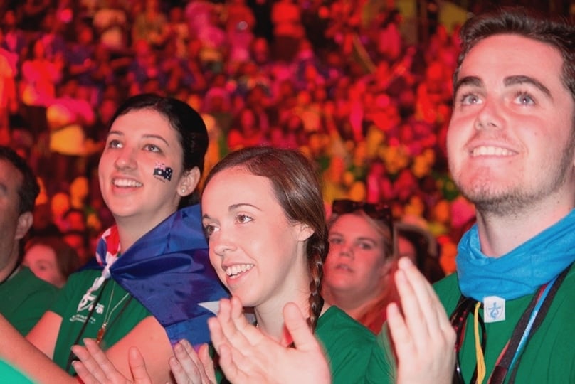 Young faithful take part in the Australia Gathering in Krakow, Poland, during WYD16.