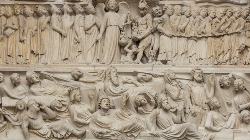 Detail from the tympanum of the central west doors of Notre Dame de Paris. Photo: Fr Lawrence Lew OP