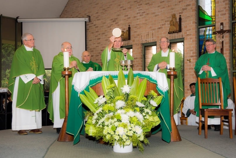 Priests joined Br Pat and Fr John in celebrating Mass to mark their anniversary of ordination.