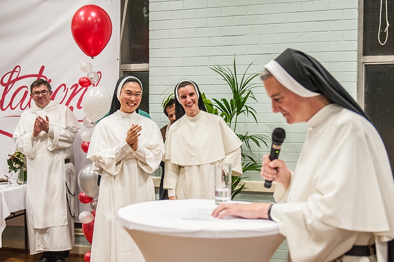 Dominican Sisters of St Cecilia celebrate after a thanksgiving Mass on 8 August. Photo: Giovanni Portelli