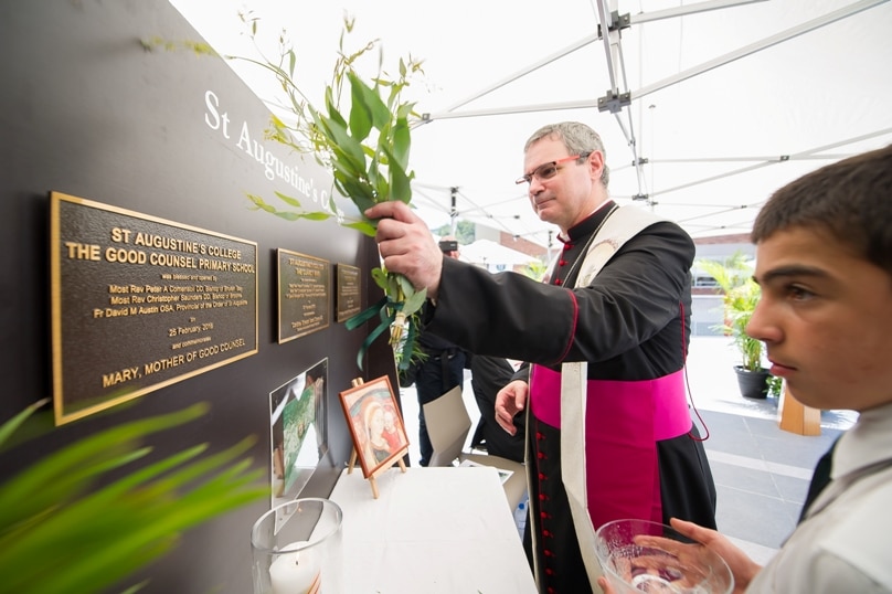 Bishop Peter Comensoli blesses and opens new facilities at St Augustine's College, Brookvale. Photo: Giovanni Portelli