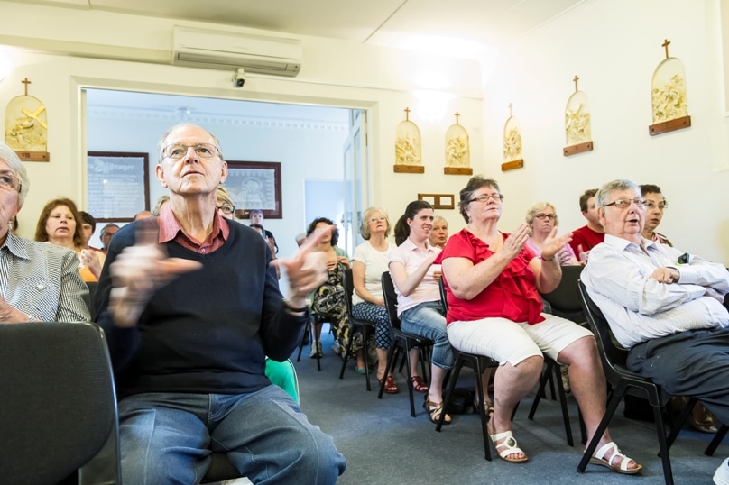 Members of the Sydney Catholic deaf community gather for Mass at the Ephpheta Centre in this October 2014 file photo. The community will benefit from a new website for deaf ministry, says David Parker, community manager David Parker. Photo: Giovanni Portelli