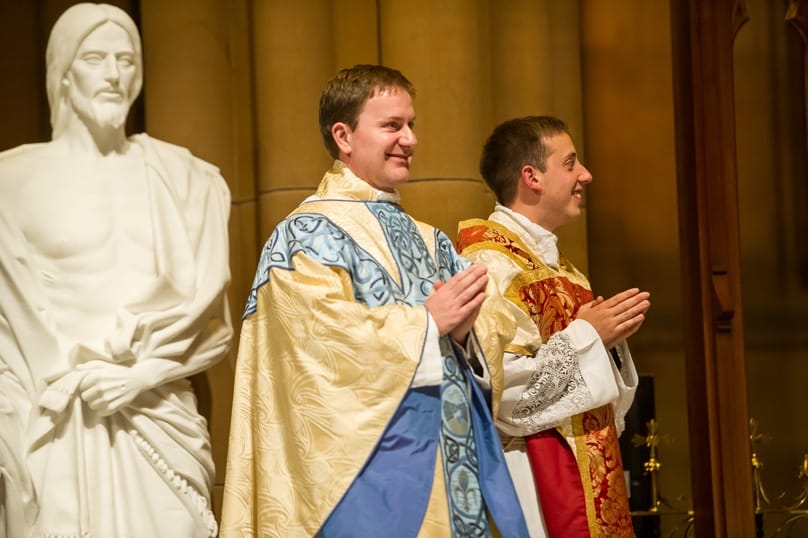 Fr Joseph Hamilton with Fr Daniele Russo at their ordination at St Mary's Cathedral on 3 June. Photo: Giovanni Portelli