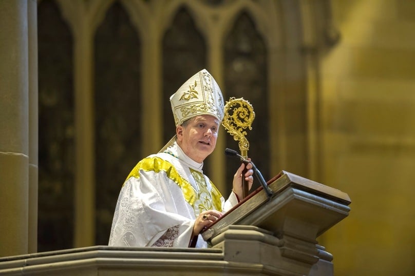 Archbishop Fisher pictured at the 2015 Evening Mass of the Lord's Supper at St Mary's Cathedral, Sydney. 
