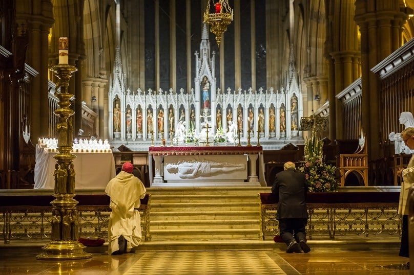 Archbishop Fisher led prayers for the 82 children lost each day to abortion in NSW. Photo: Giovanni Portelli