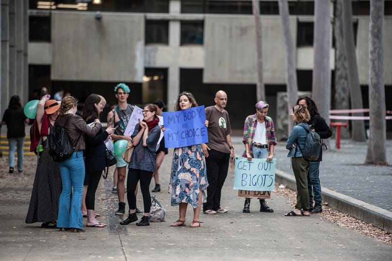 Protestors at Macquarie University's Life Week.