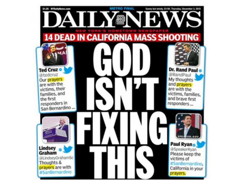 The 3 December cover of New York Daily News.