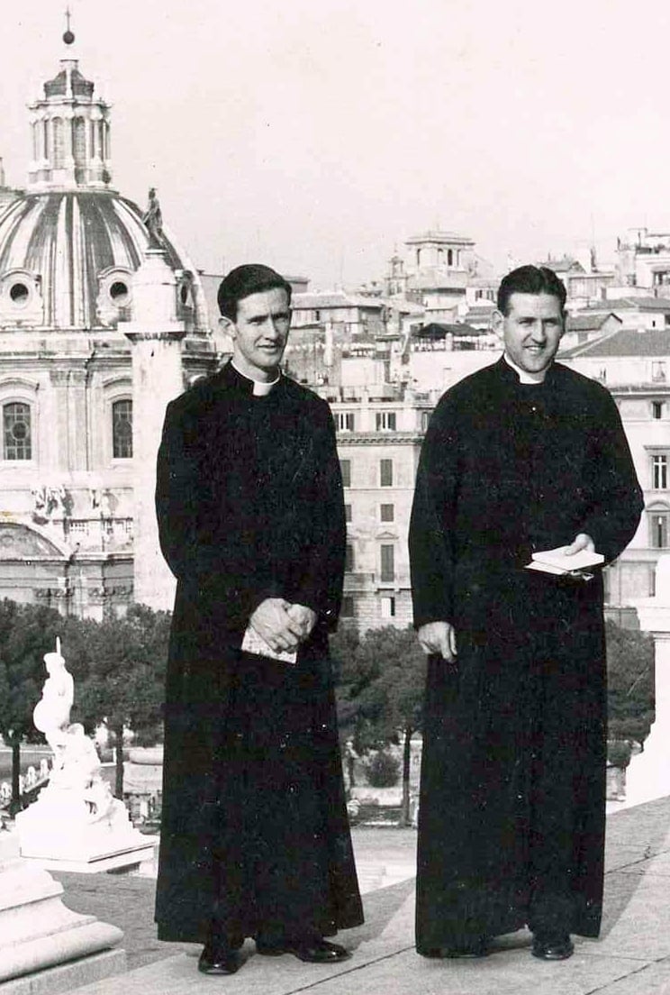 Mons Walsh with a friend as students in Rome.