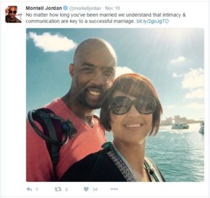 A tweet Montell Jordan posted during his time in Sydney (his wife Kristin also pictured).