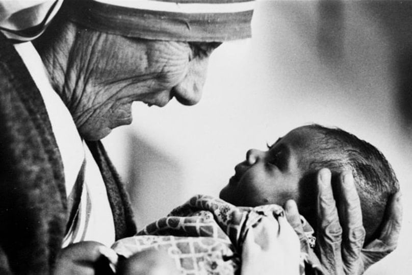 For St Teresa of Calcutta (Kolkata) all life was precious. Here she cradles a baby girl at her order’s orphanage in Kolkata, India, in 1978.