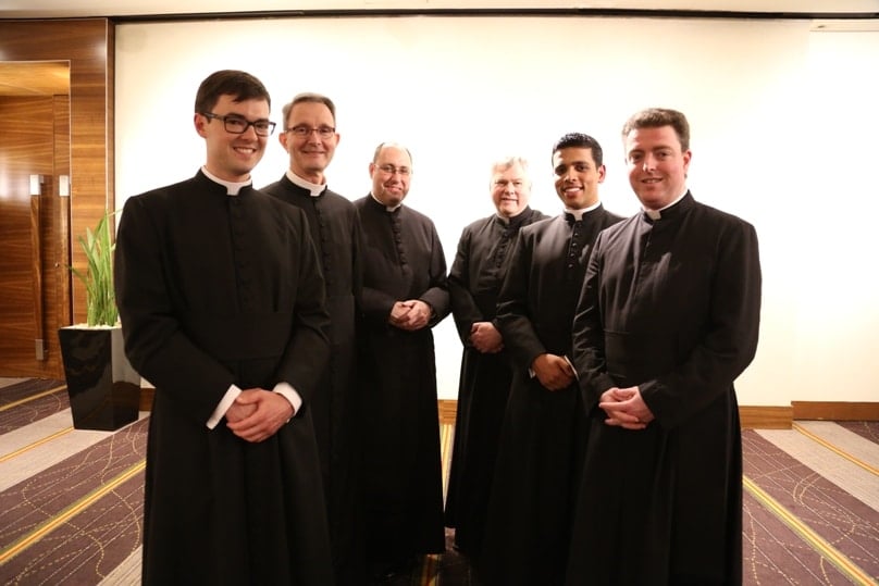 The Brisbane Oratory foundation members, from left: Br Francis King, Frs Paul Chandler (moderator), Adrian Sharp and Andrew Wise, Br Shawn Murphy and Fr Scott Armstrong. Photo: Emilie Ng, Catholic Leader