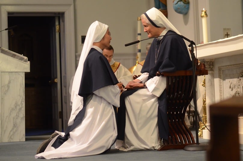 Sr Gabriela Maria Mega SV pictured at her profession with Mother Agnes of the Sisters of Life of New York.