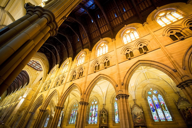 The 29-day pilgrimages ends at St Mary's Cathedral, Sydney. Photo: Giovanni Portelli