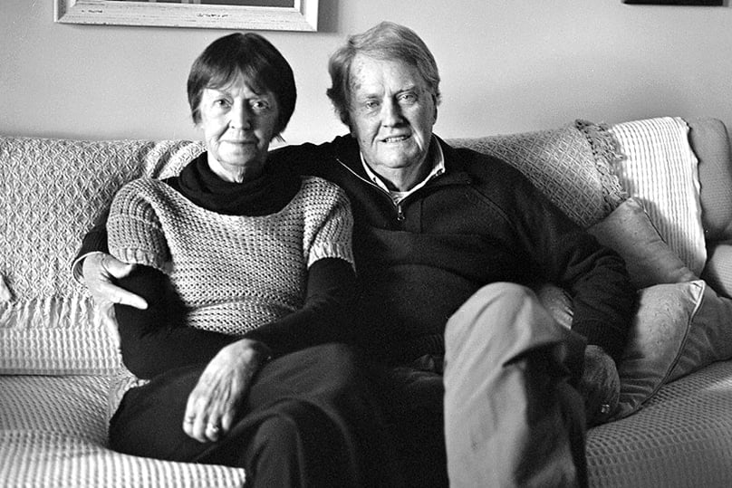 Colin Sutton at home with his wife of 60 years, Val.