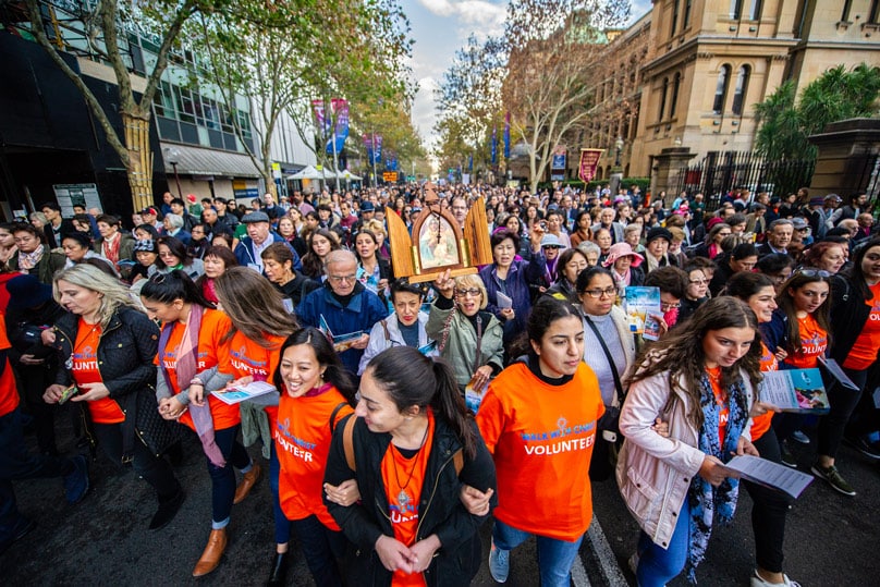 Participants of this year's Walk with Christ are invited to at the corner of Martin Place & Pitt Street at 2.30pm on Sunday 24 November. Photo: Giovanni Portelli