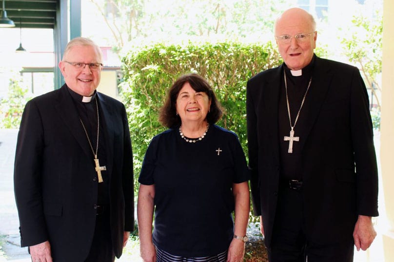 Archbishop Mark Coleridge, Sr Ruth Durick and Archbishop Denis Hart at the launch of Catholic Professional Standards.