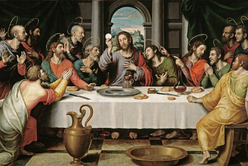 “The Eucharist is our most intimate experience of that eternal now.” Juan de Juanes’ Last Supper, c. 1562.