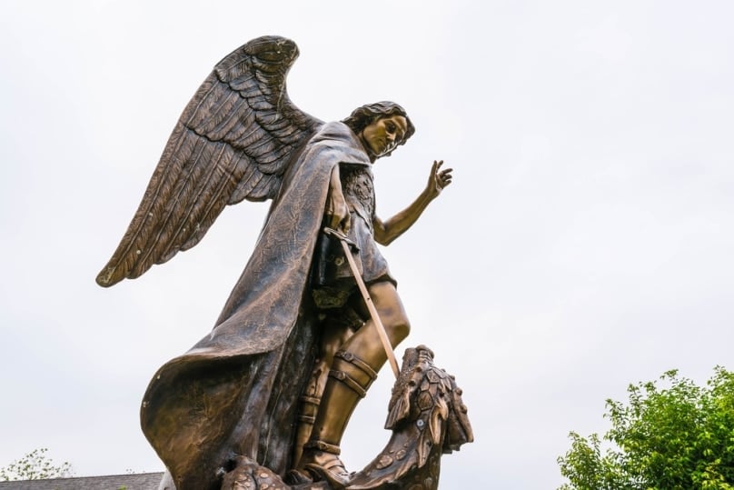A sculpture of Michael the Archangel at Yasothon, Thailand.