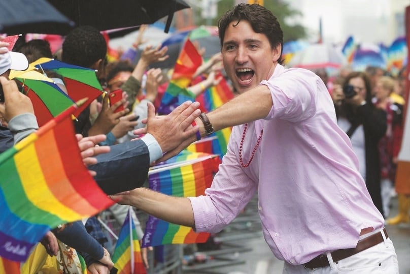 Canadian Prime Minister Justin Trudeau at the Toronto Pride Parade.