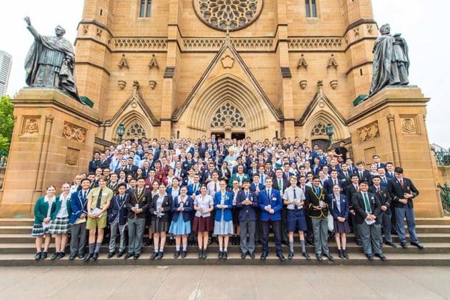 Sydney Archdiocese students leaders at St Mary's Cathedral