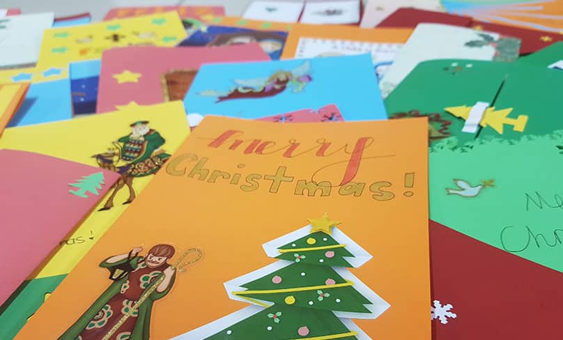 The Christmas cards start to pile up as St Felix's youth work on their mission of mercy to the children of Mozambique. Photo: Mathew De Sousa