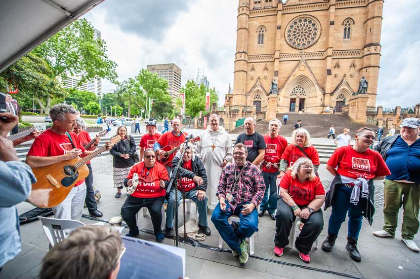The Sydney Street Choir will provide entertainment alongside singer-songwriter Tommy Francisco and the St Mary’s Cathedral choir. PHOTO: Giovanni Portelli
