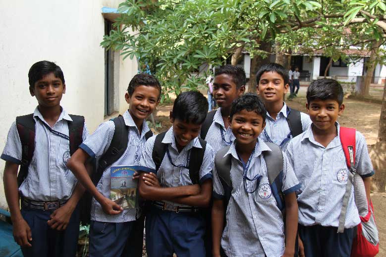 Smiling students in India