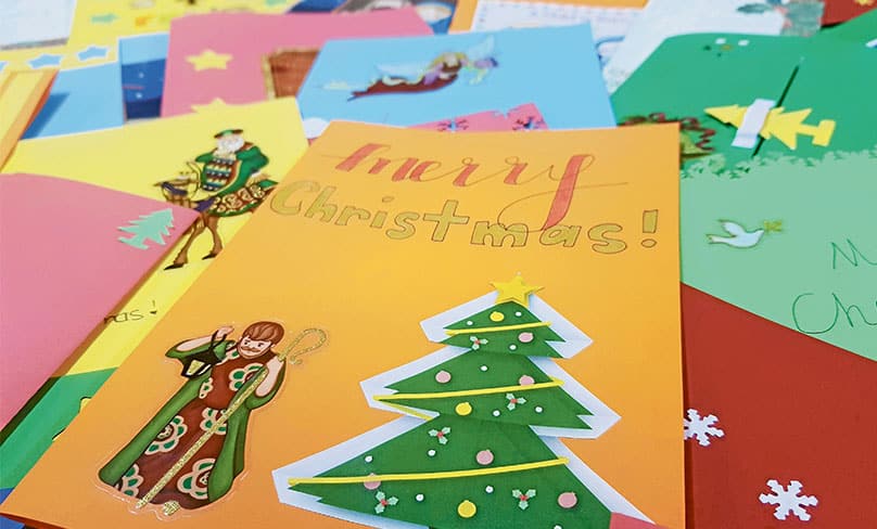 Some of the hand-made Christmas cards received at St Felix. Photo: Mathew De Sousa