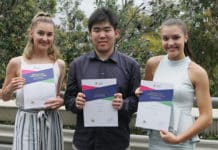 Students (from left) are Ashleigh Wake, Nathan Zhou and Lauren Agostini. Photo credit: Natalie Roberts