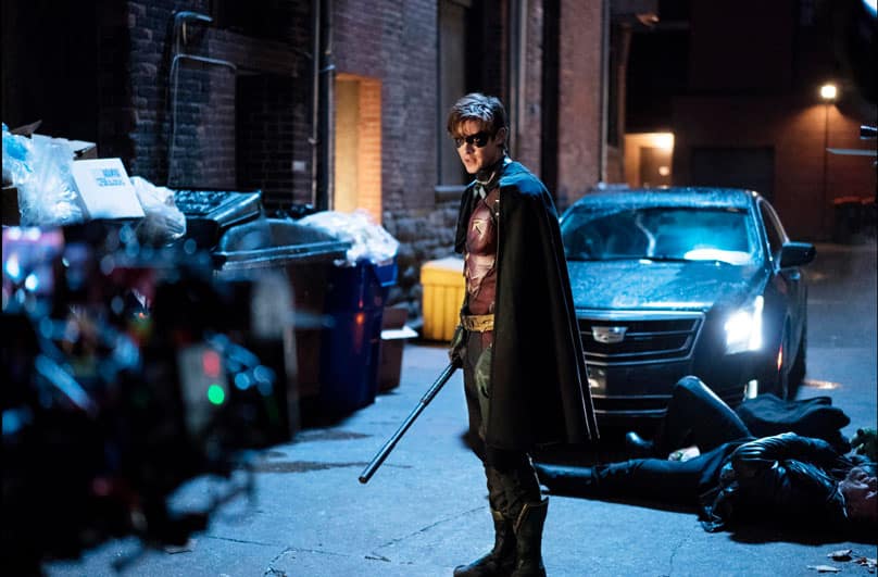 Brenton Thwaites broods as Robin in Season 1 of the Netflix series Titans. Photo: Courtesy of Warner Bros / Netflix