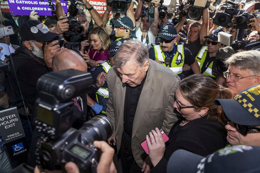 Cardinal George Pell arrives at the County Court in Melbourne on 27 February. Photo: CNS/Daniel Pockett, AAP images via Reuters