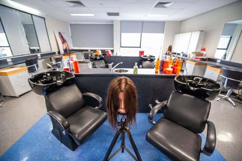 The school's hairdressing salon where students learn everything from tinting to toning.