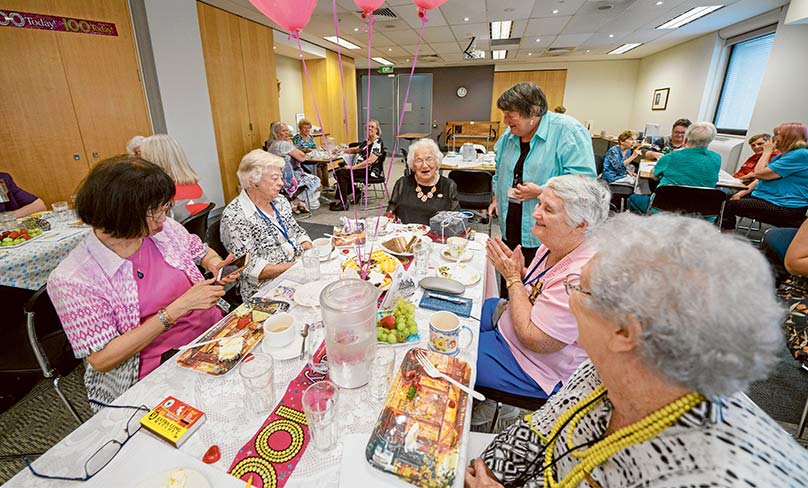 The  CWL celebrates the 100th Birthday of Audrey Stewart, a CWL volunteer of 75 years, in late January. Photo: Patrick J Lee