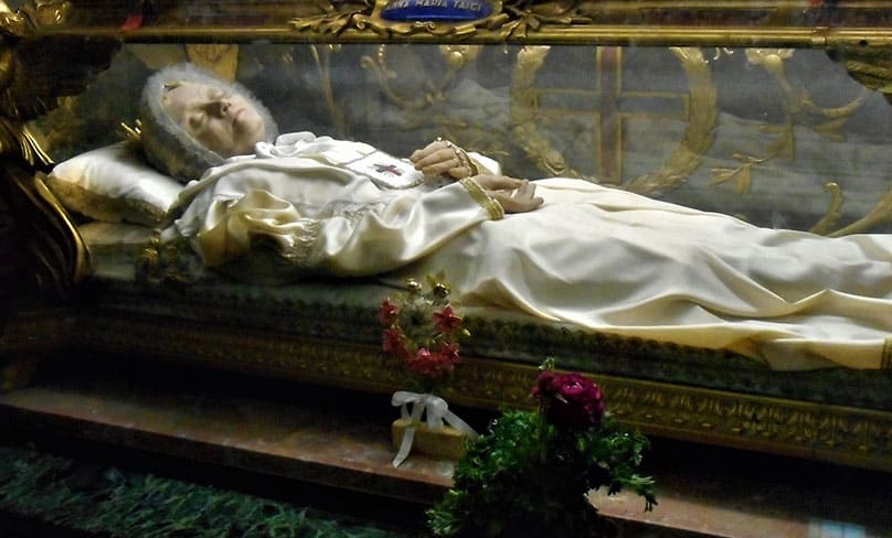 The body of the blessed, preserved in the Basilica of San Crisogono in Trastevere (Rome). Photo: Flickr/Public Domain