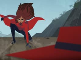 Carmen Sandiego returns in her iconic scarlet trench coat and fedora in Netflix's new original series Carmen Sandiego. Photo: Netflix