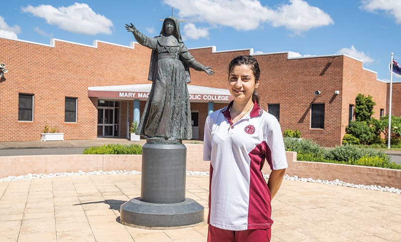 Sedra Wadeea, from Mary Mackillop College, Wakeley, was nominated for the honour of meeting the pontiff as a representative of the Oceanic region. Photo: Alphonsus Fok