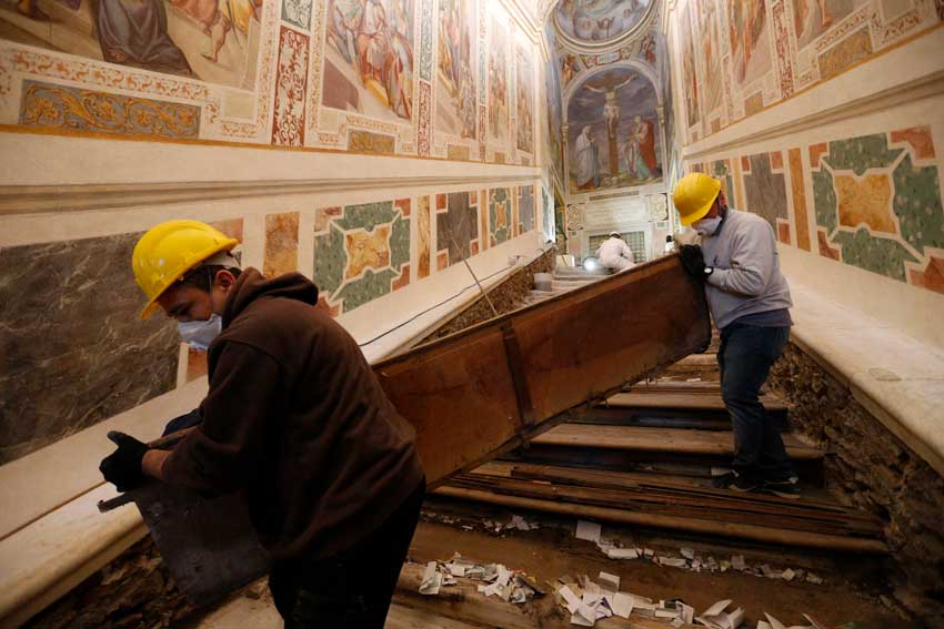 Workers at the Holy Stairs