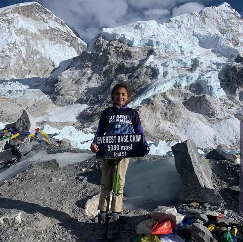 Sophia Rout completes her eight-day climb to Mt Everest Base Camp in January.