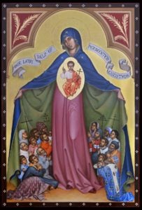 An icon titled Our Lady Help of Persecuted Christians – and its prayer – Blessed by Pope Francis and distributed throughout the Order. Photo: CNS/courtesy Knights of Columbus