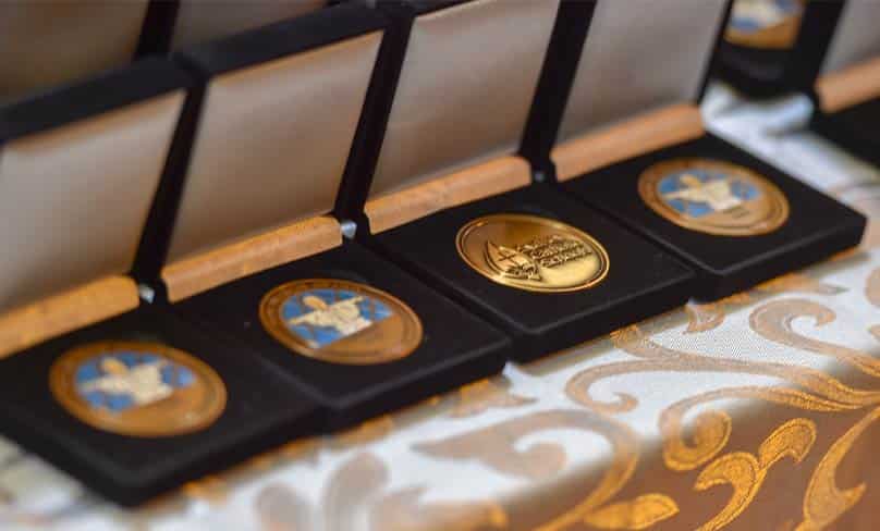 The Pope Francis medals awarded to students for service in the community. Photo: Kitty Beale